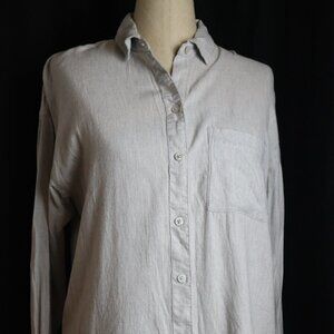 Aerie Womens XS Gray Long Sleeve Viscose Cotton Button Down Shirt Soft Minimal